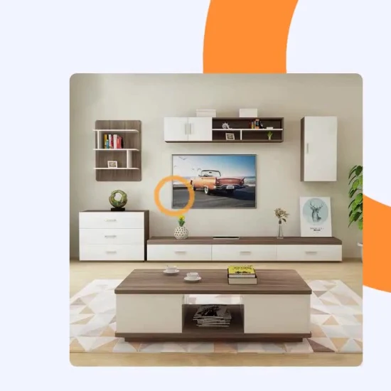 Set combinato di mobili per soggiorno minimalista, tavolino e mobile TV